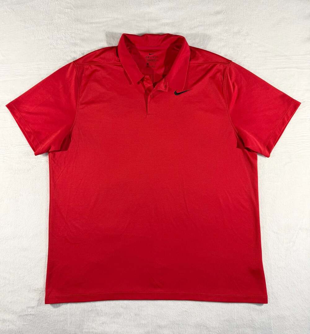 Nike Dri-Fit Victory Tiger Woods Style Standard Fit Golf Polo Shirt Red XL